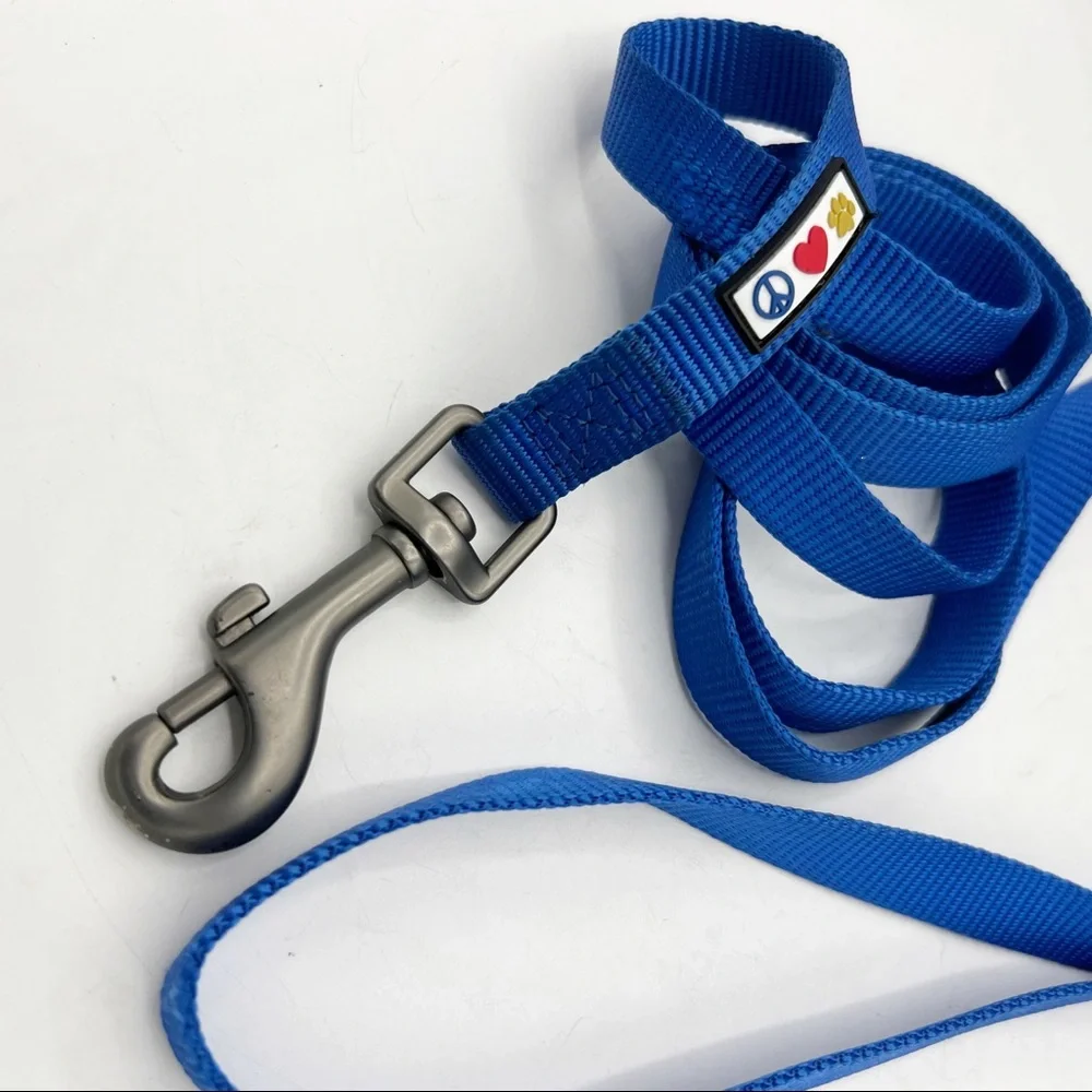 Pawitas 6 ft Puppy or Dog Leash & Reflective Harness, Blue, Size Small